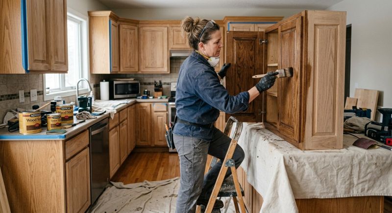 Built In Cabinetry Staining in Bloomington, IN
