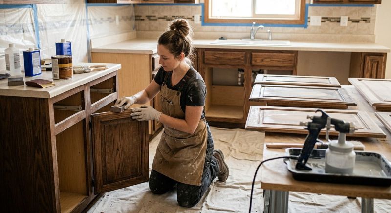 Kitchen Cabinet Staining in Bloomington, IN