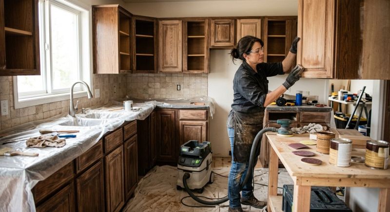Oak Cabinet Refinishing in Carmel, IN
